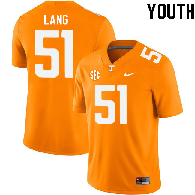 Youth #51 Vysen Lang Tennessee Volunteers College Football Jerseys Stitched-Orange